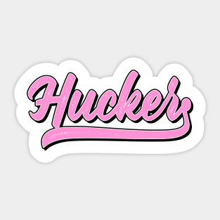 Hucker Distressed Varsity Pink Sticker